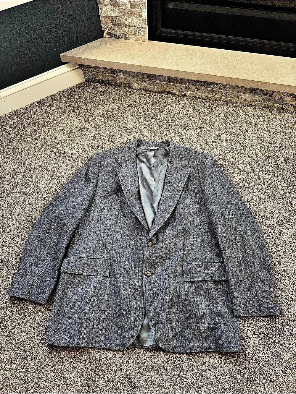 Wall Street Collection Men's Gray 100% Wool Houndstooth Sport Coat Tailored For